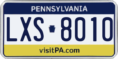 PA license plate LXS8010