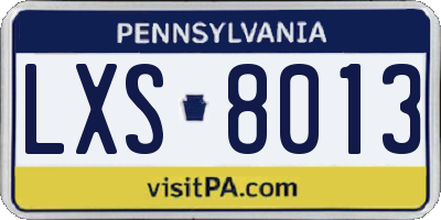 PA license plate LXS8013