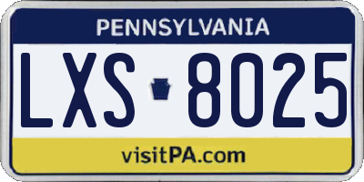 PA license plate LXS8025