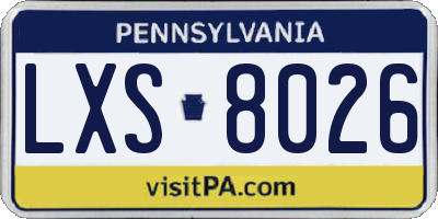 PA license plate LXS8026