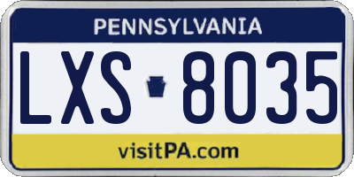 PA license plate LXS8035