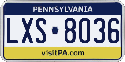 PA license plate LXS8036