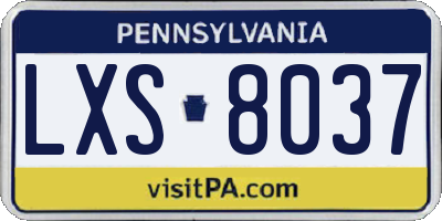 PA license plate LXS8037