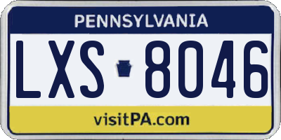 PA license plate LXS8046