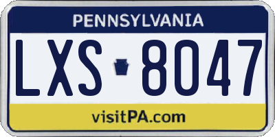 PA license plate LXS8047