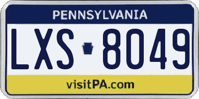 PA license plate LXS8049