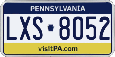 PA license plate LXS8052