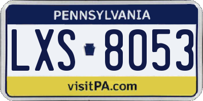 PA license plate LXS8053