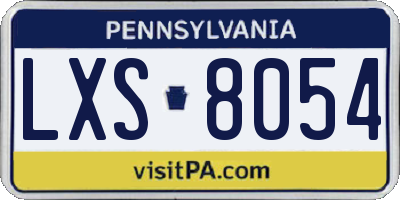 PA license plate LXS8054