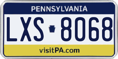 PA license plate LXS8068