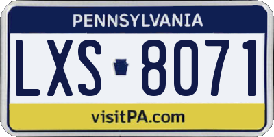PA license plate LXS8071