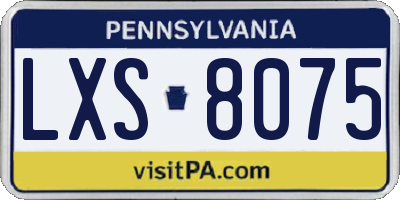PA license plate LXS8075