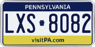 PA license plate LXS8082