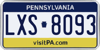PA license plate LXS8093