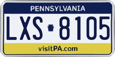 PA license plate LXS8105