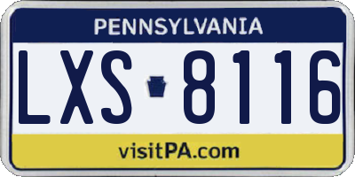 PA license plate LXS8116