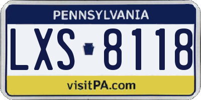 PA license plate LXS8118