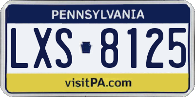 PA license plate LXS8125