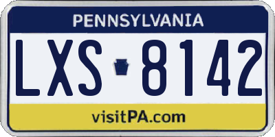 PA license plate LXS8142