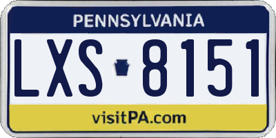 PA license plate LXS8151
