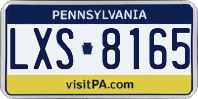 PA license plate LXS8165
