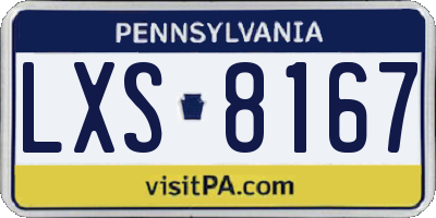 PA license plate LXS8167