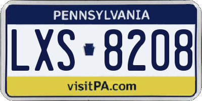 PA license plate LXS8208