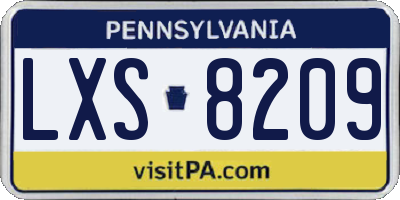 PA license plate LXS8209