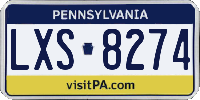 PA license plate LXS8274