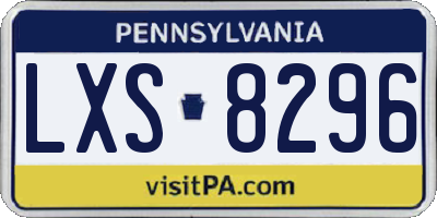 PA license plate LXS8296