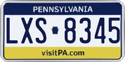 PA license plate LXS8345