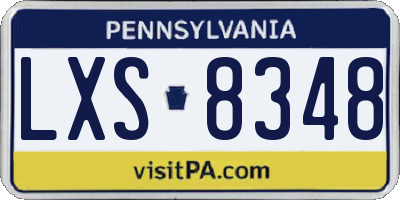 PA license plate LXS8348