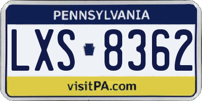 PA license plate LXS8362
