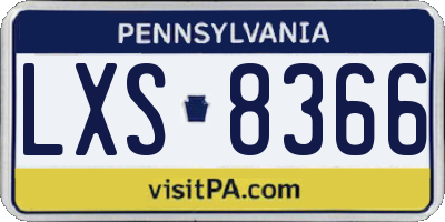 PA license plate LXS8366
