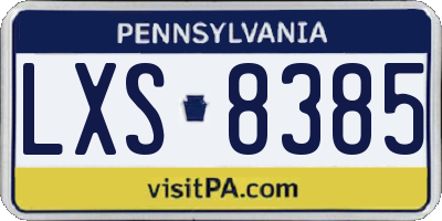 PA license plate LXS8385
