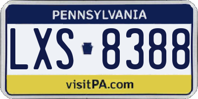 PA license plate LXS8388