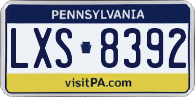 PA license plate LXS8392