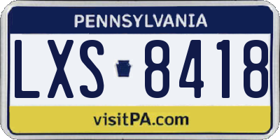 PA license plate LXS8418