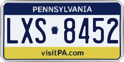 PA license plate LXS8452