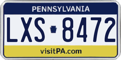 PA license plate LXS8472