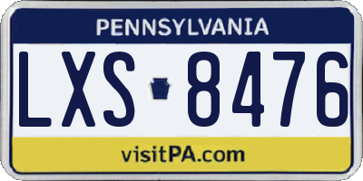 PA license plate LXS8476