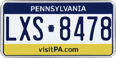 PA license plate LXS8478