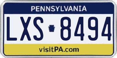 PA license plate LXS8494