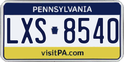 PA license plate LXS8540