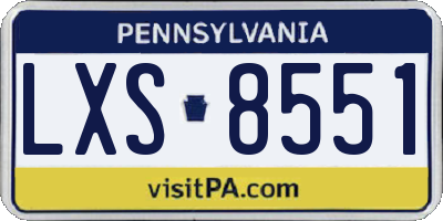 PA license plate LXS8551