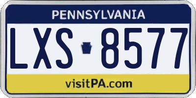 PA license plate LXS8577