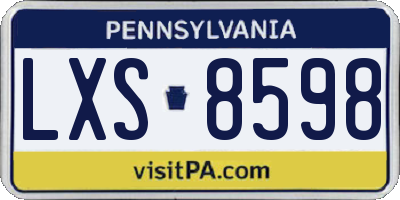 PA license plate LXS8598
