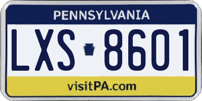 PA license plate LXS8601