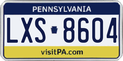 PA license plate LXS8604