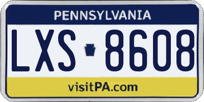 PA license plate LXS8608